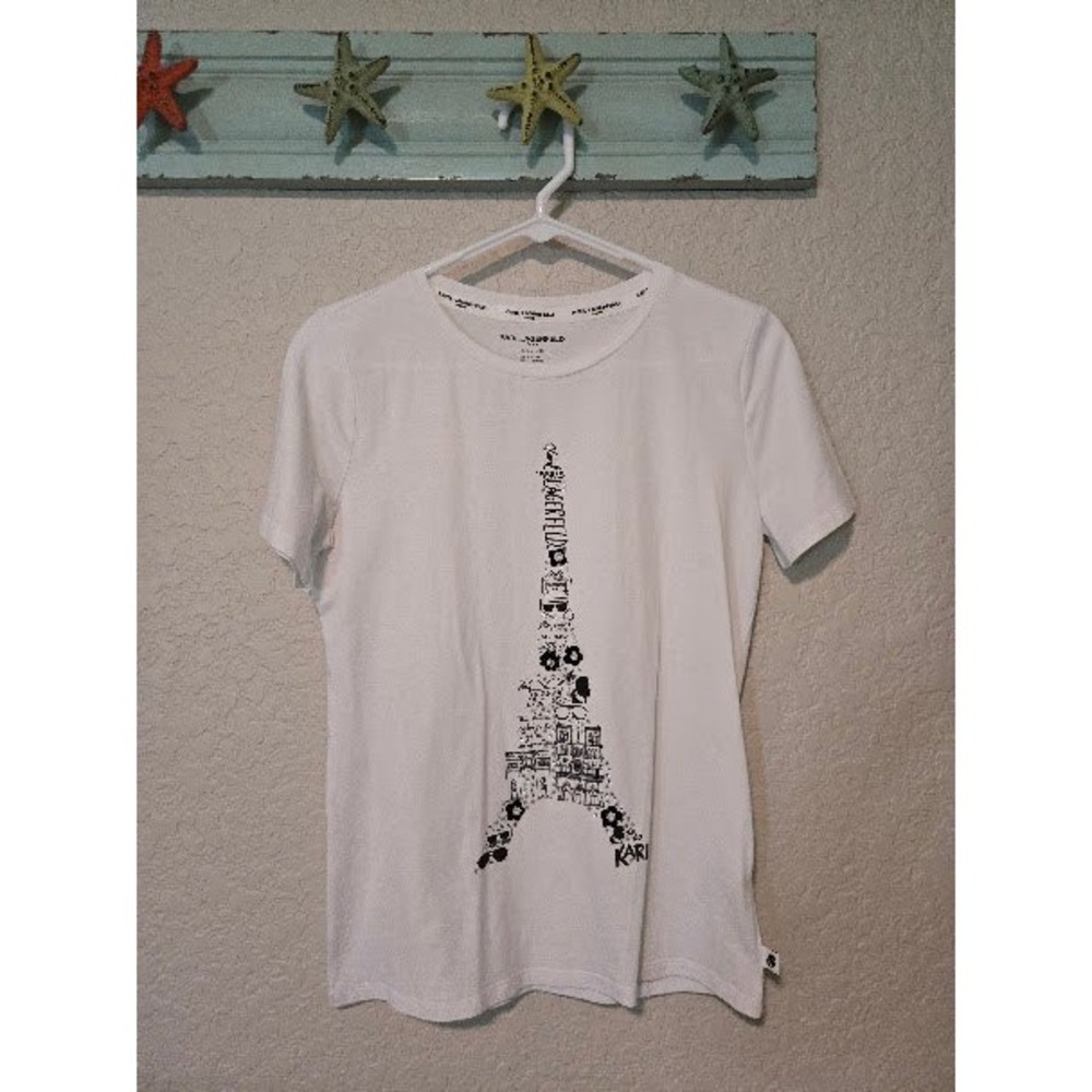 Karl Lagerfeld Paris Graphic Tee Womens XS White